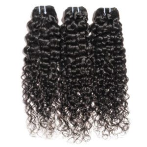 Three bundles of hair are shown together.