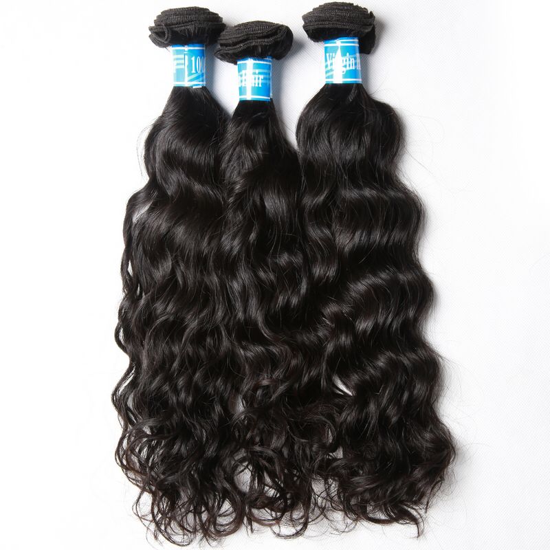 Three bundles of hair on a white background