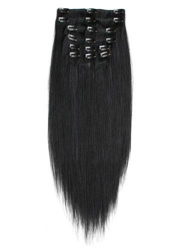 A black hair extension is shown with no extensions.