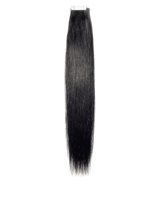 A long black hair is shown on a white background.